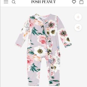 Posh peanut French gray floral baby romper